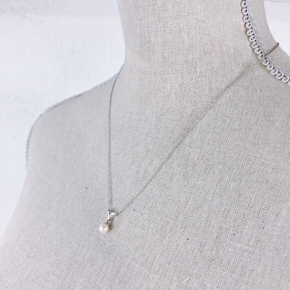 Vintage Signed Marvel Sterling Silver Pearl Pendant Necklace Mid Century 40s–50s - Picture 8 of 16